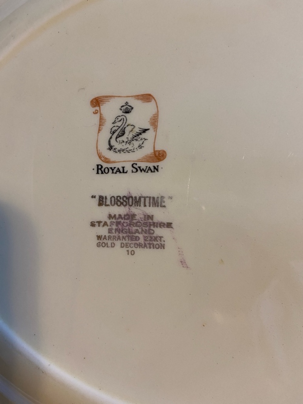 Vintage Royal Swan Blossomtime Cream Floral Porcelain Platter 24kt Gold Trim - Picture 2 of 6